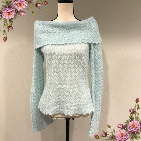 Moda International Sweaters - Gorgeous baby blue open knit mohair sweater